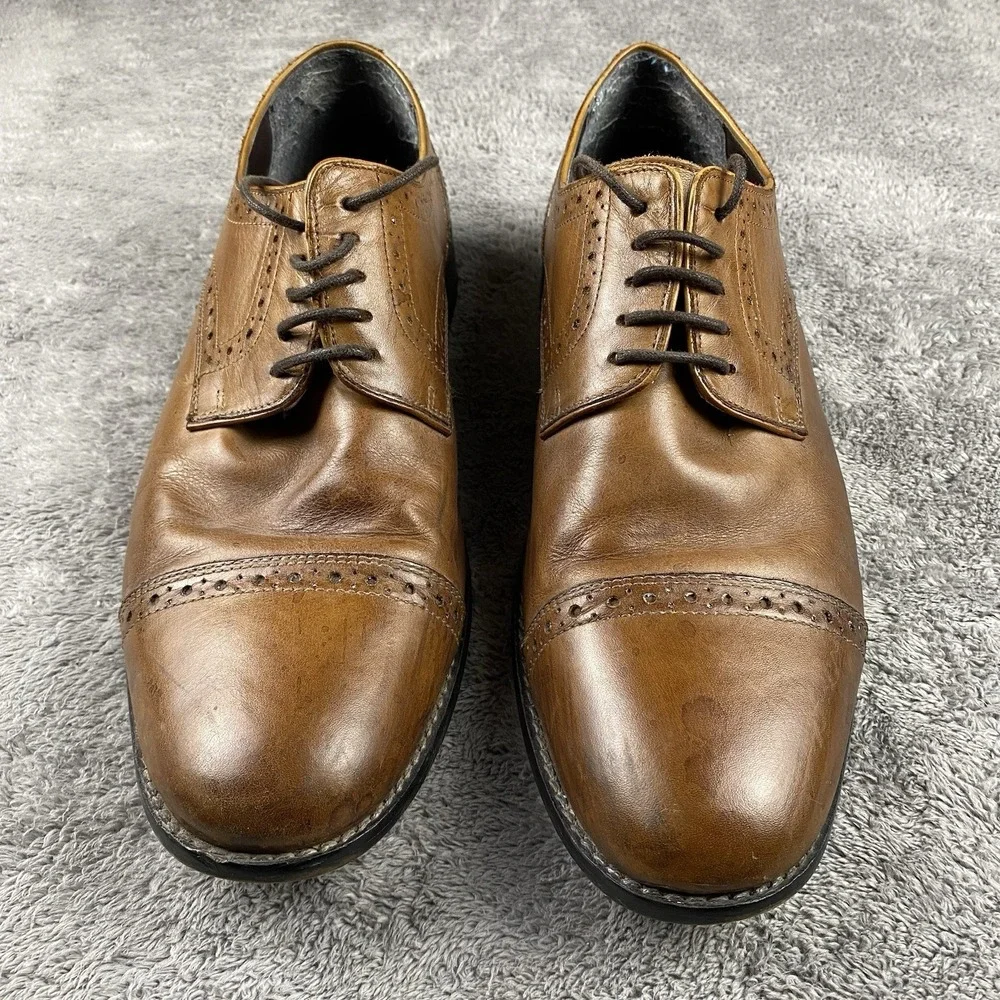 Nunn Bush Brown Leather Oxford Dress Shoes‎ Mens Size 10.5 M Comfort Gel